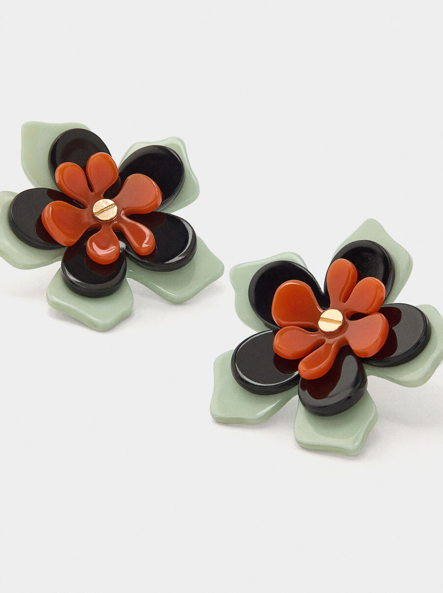 Multicolor flower earrings with resin
