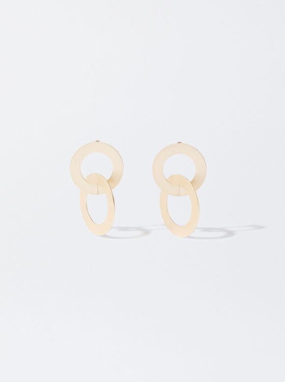 Geometric Golden Earrings, Golden, hi-res
