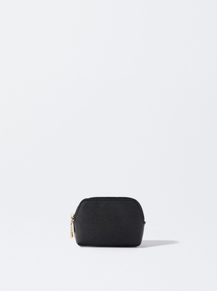 Coin Purse With Zip Fastening, Black, hi-res