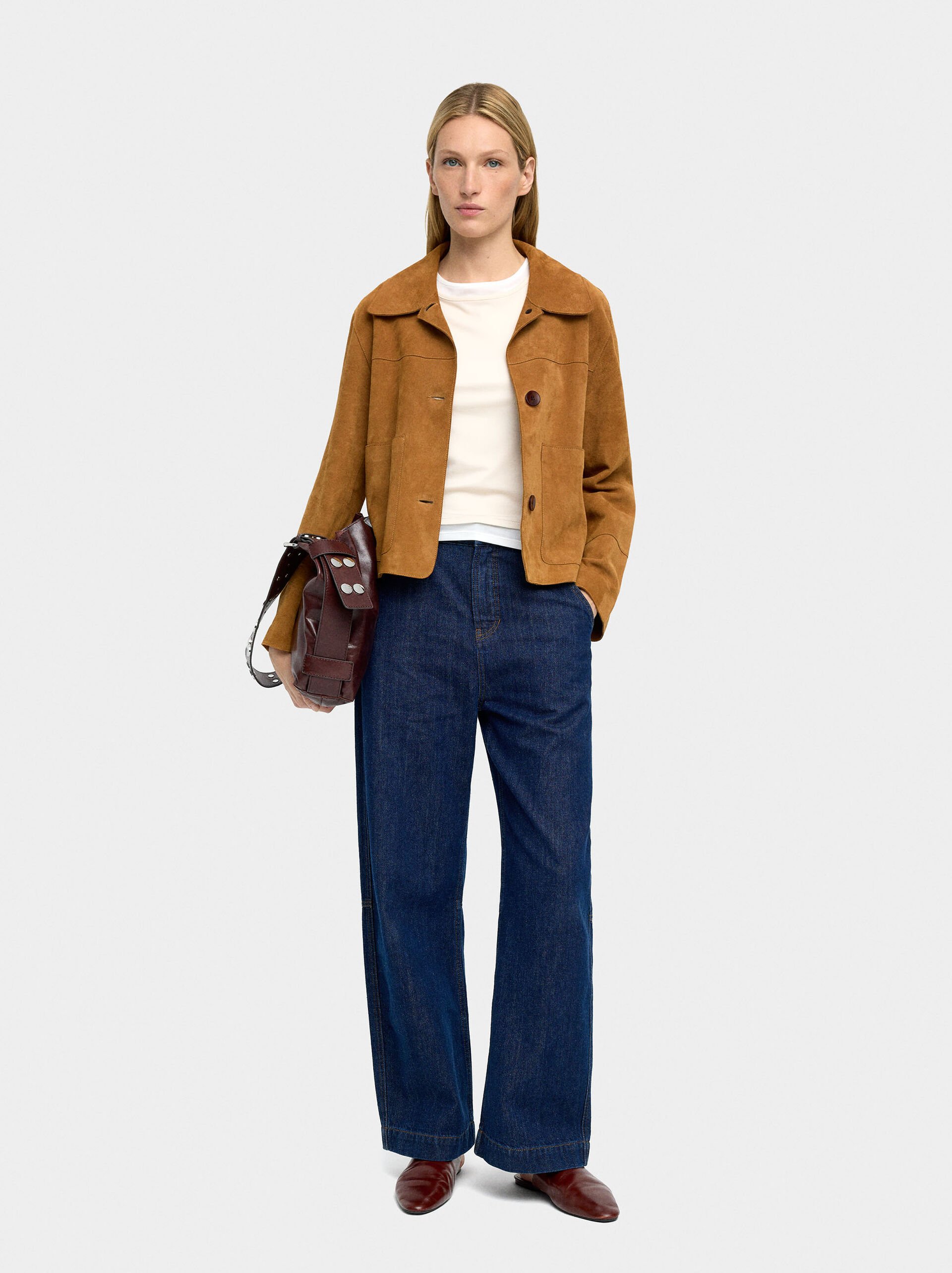 Veste en cuir avec des boutons image number 0.0