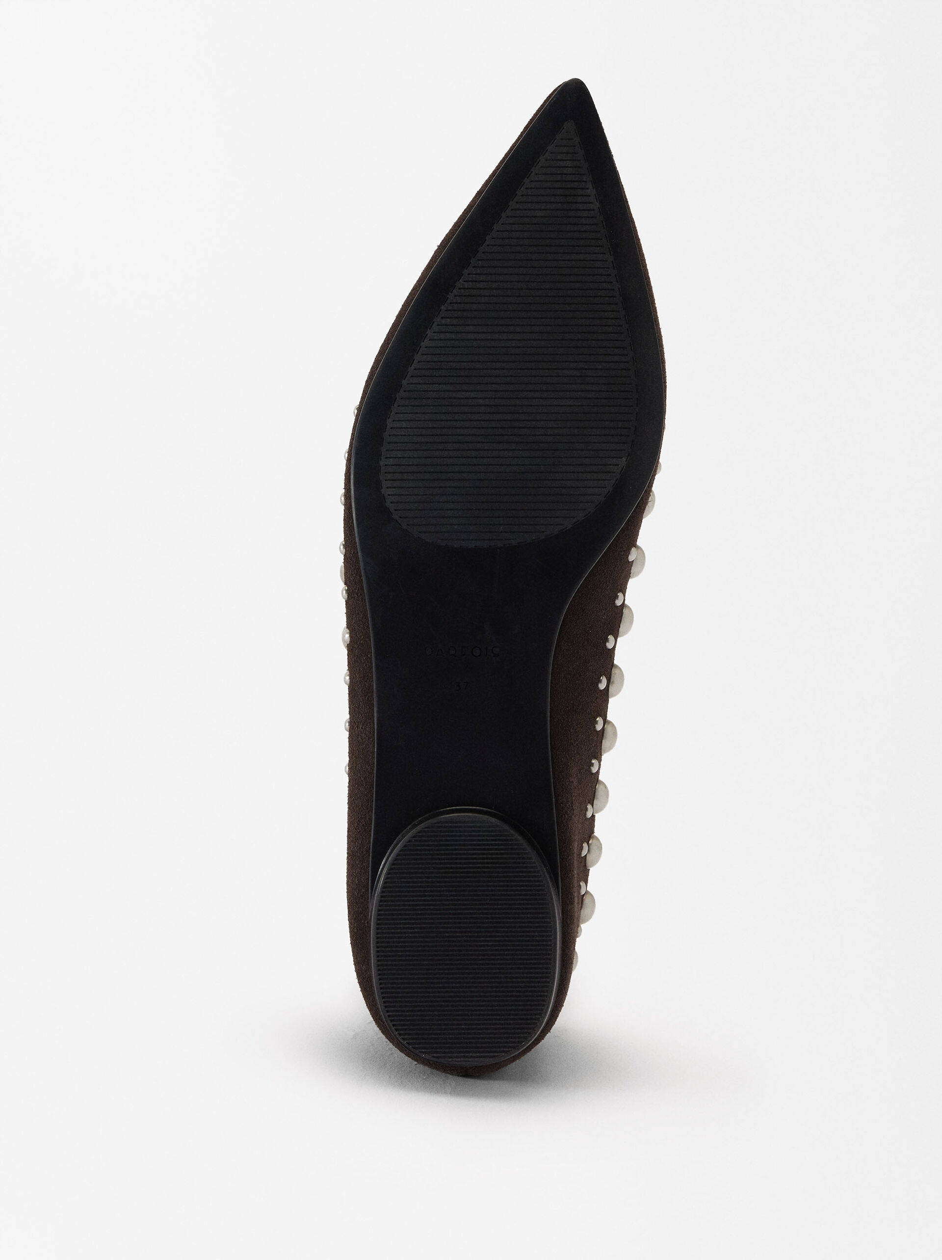 Suede leather ballet flats with studs image number 6.0