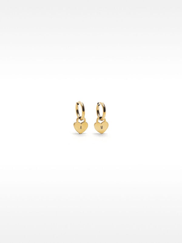 Hoop earrings with heart - stainless steel