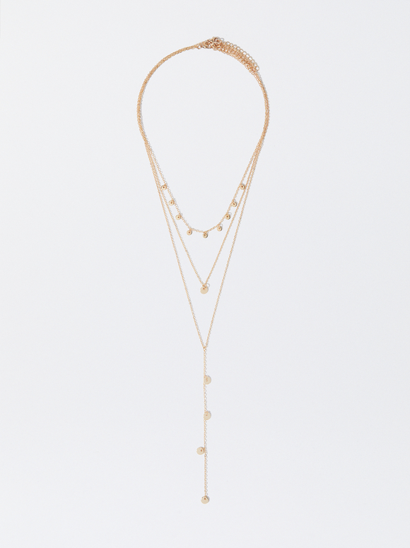 Gold-Toned Necklace With Medallions, Golden, hi-res