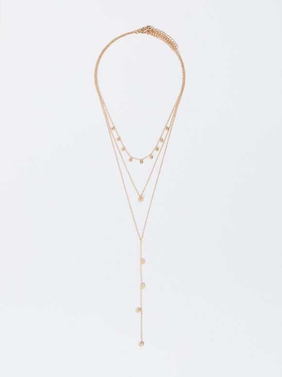 Gold-Toned Necklace With Medallions, Golden, hi-res