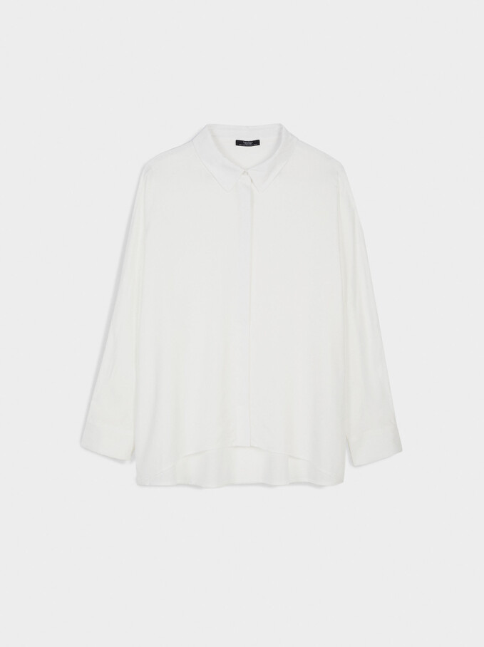 Long-Sleeve Plain Shirt, Ecru, hi-res