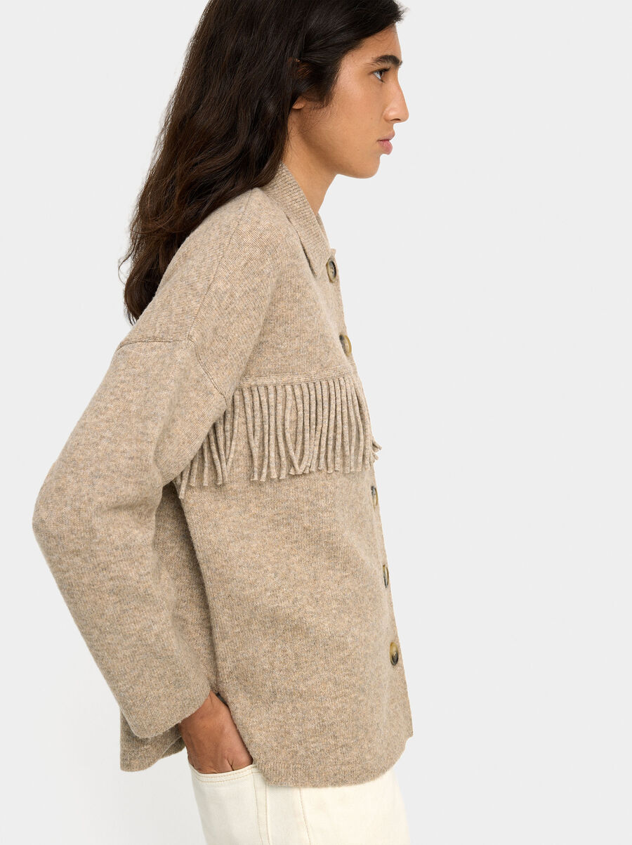 Knit cardigan with fringes