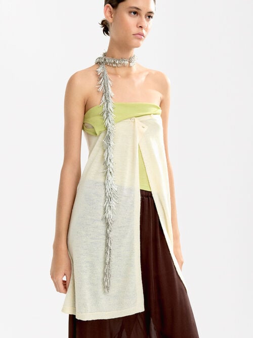 Knit skirt with wrap-over