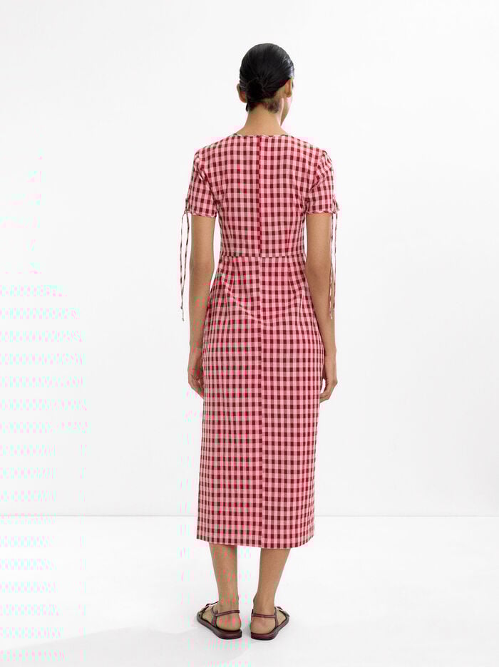 Vestido midi estampado vichy