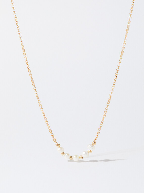 Gold Necklace With Pearls, , hi-res