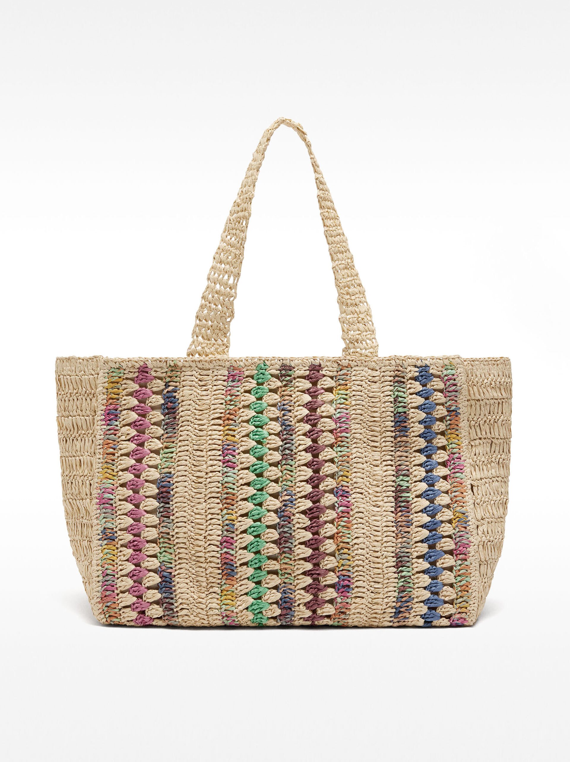 Sac shopper multicolore en effet paille image number 5.0