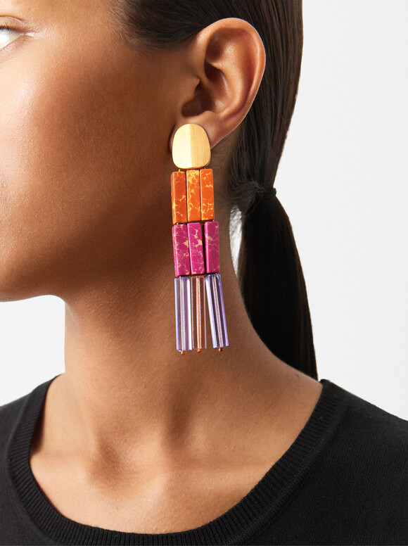 Geometric Earrings, Multicolor, hi-res