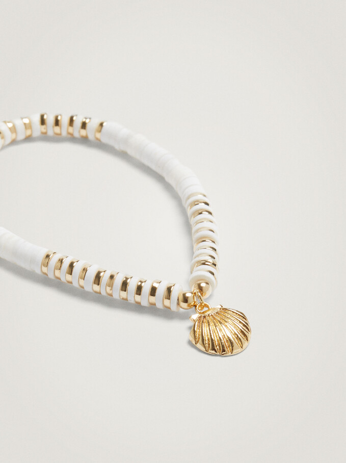 Elastic Bracelet With Shell, Golden, hi-res