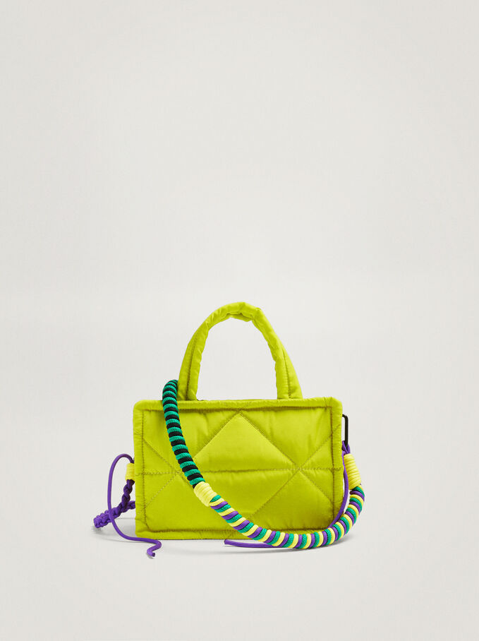 Quilted Nylon Tote Bag, Yellow, hi-res