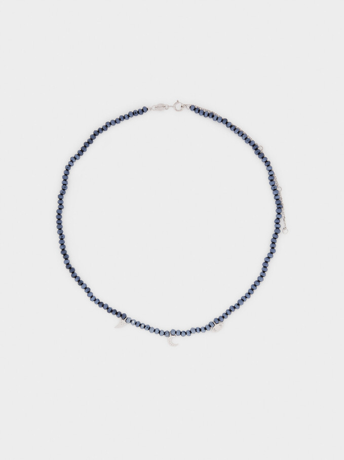 Collar Corto De Plata 925 Con Charms, Azul, hi-res