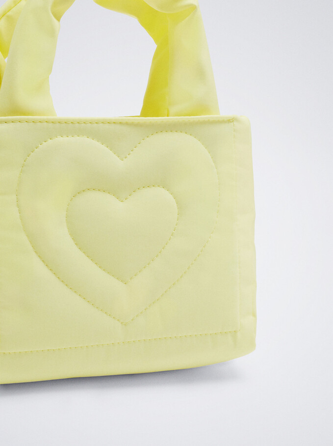 Nylon Heart Crossbody Bag, Yellow, hi-res