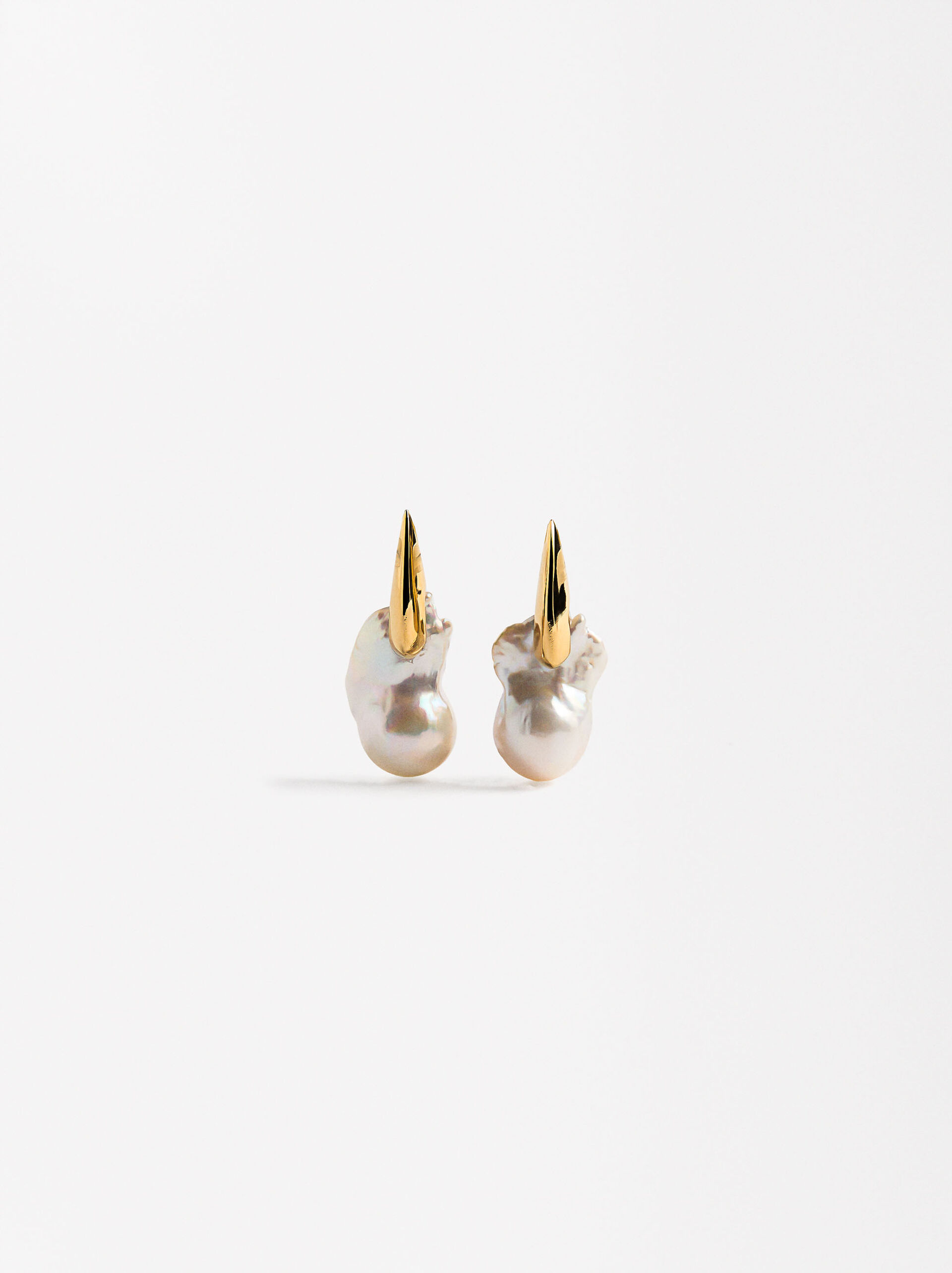 Long Freshwater Pearl Earrings - Stainless Steel image number 1.0