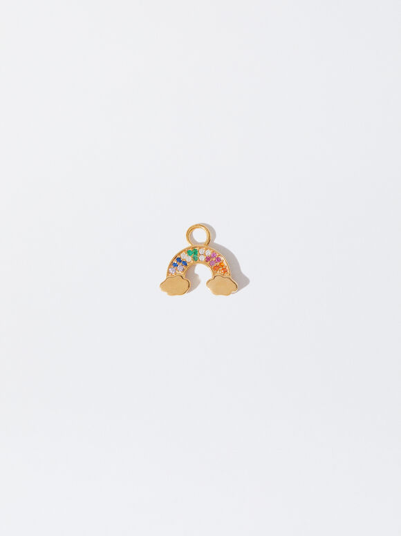 925 Silver Zirconia Rainbow Charm, Multicolor, hi-res