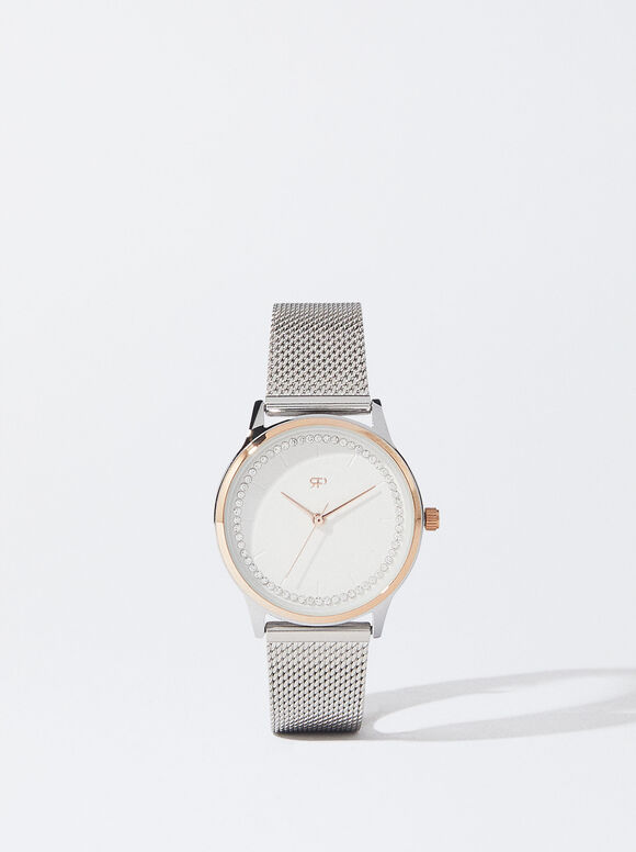 Uhr Mit Armband Aus Silikon, Silber, hi-res