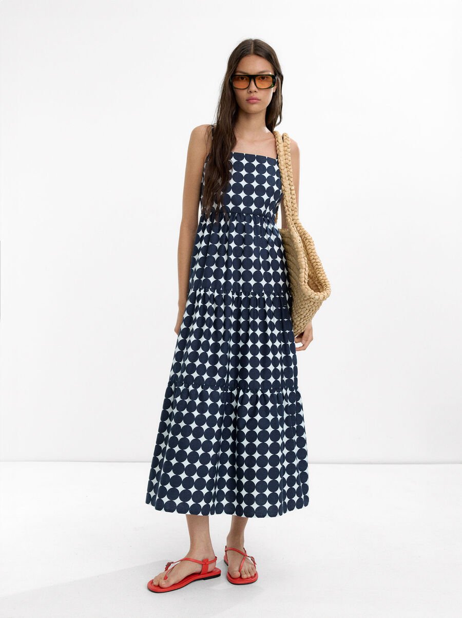 Long dress with polka dots 100% cotton