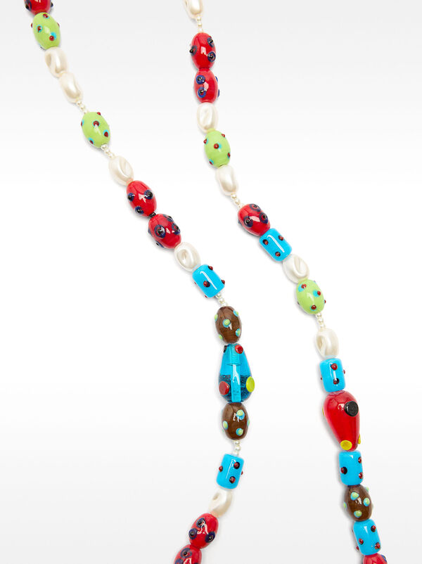 Long necklace with multicolored glass beads