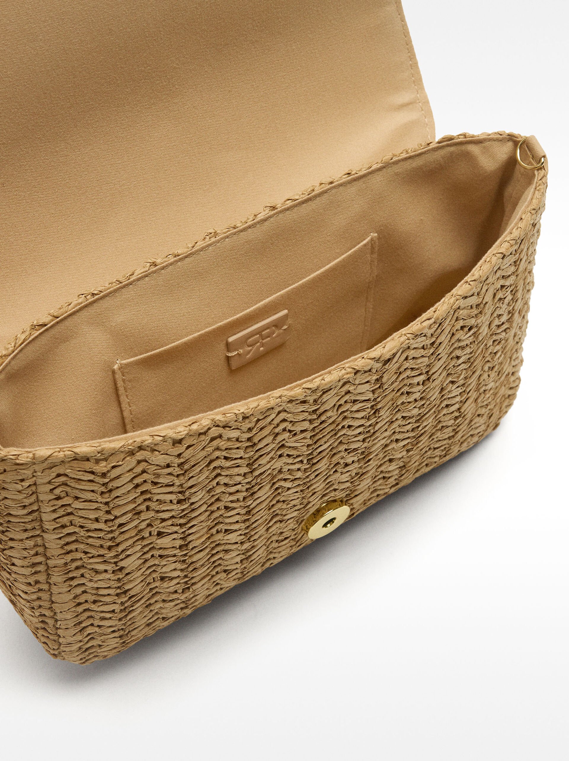 Borsa a mano effetto paglia con patta image number 4.0