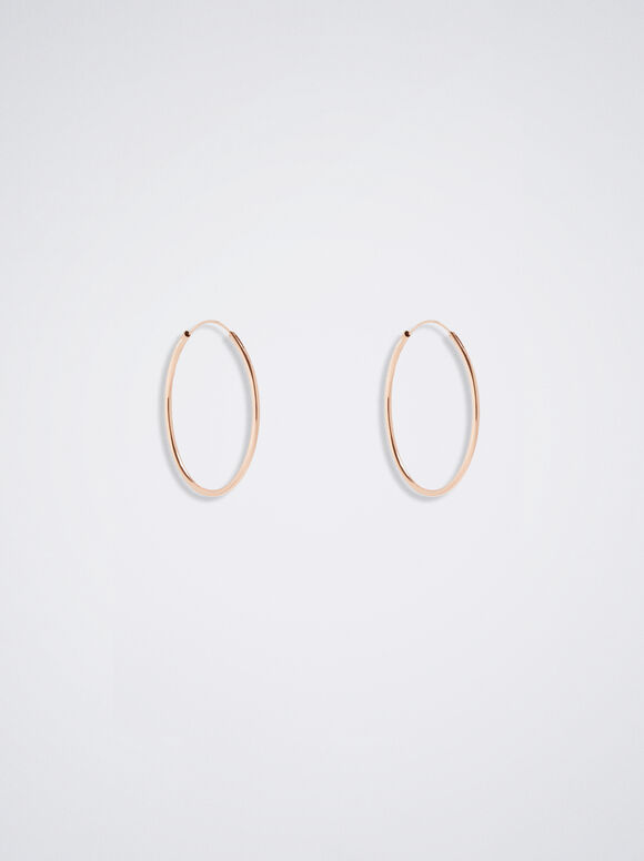 Short 925 Silver Hoop Earrings, Rose Gold, hi-res