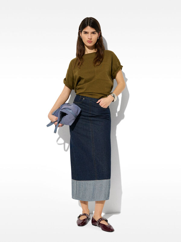 Denim long skirt