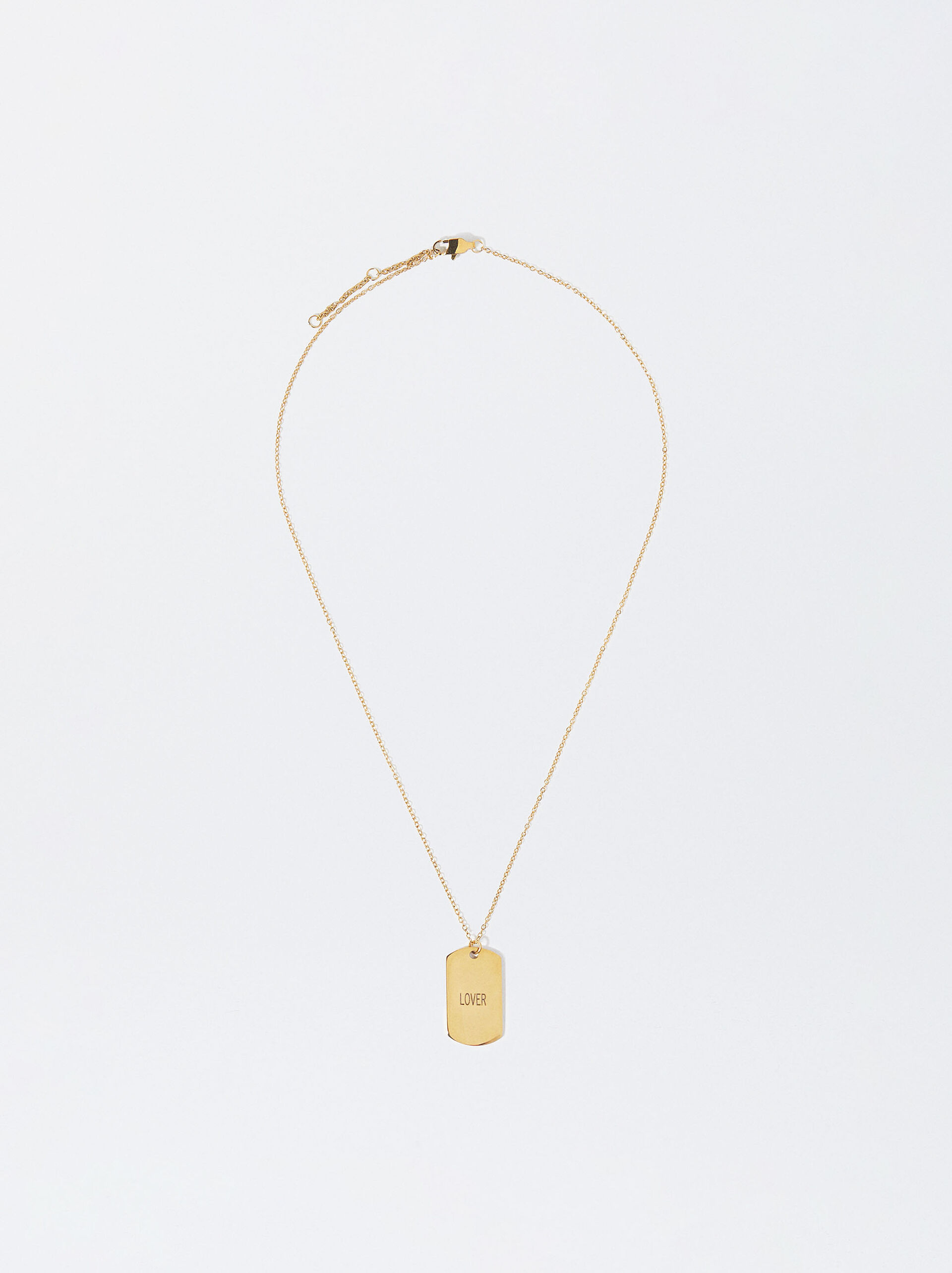 Collar de acero dorado con colgante  image number 1.0