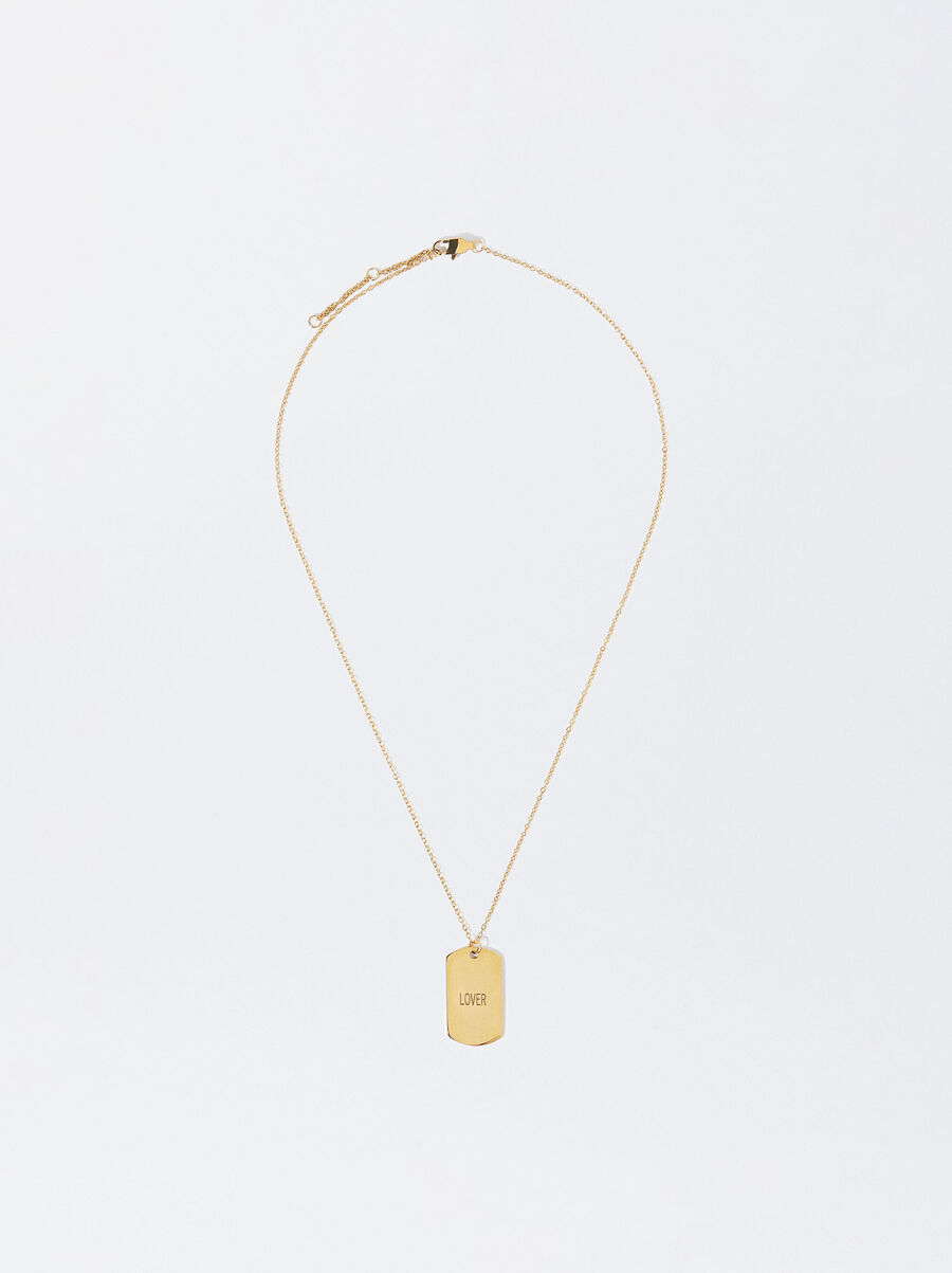 Collana in acciaio placcato d'oro con ciondolo 