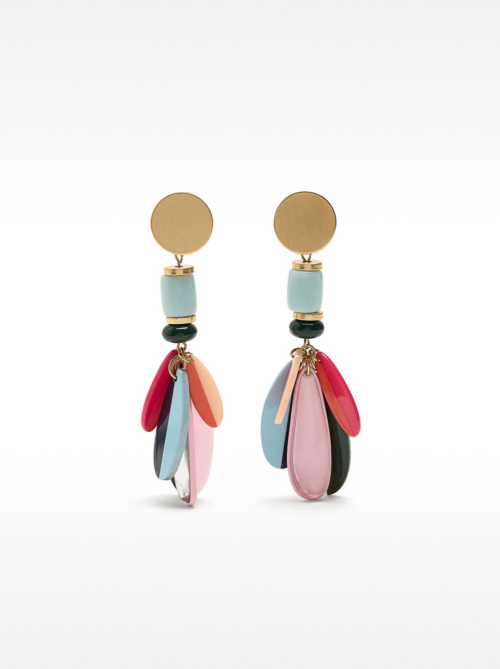 Multicolor petal long earrings