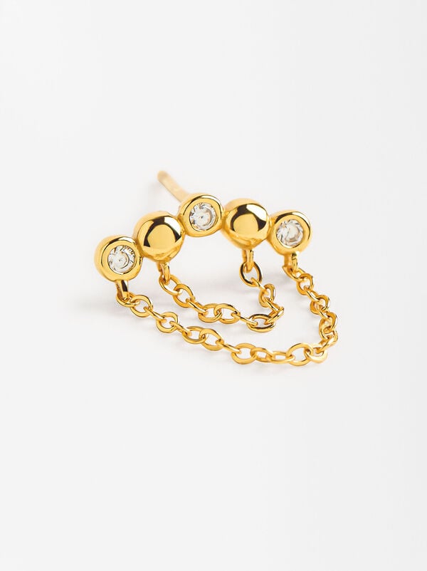 Single earring with zirconias - 925 sterling silver