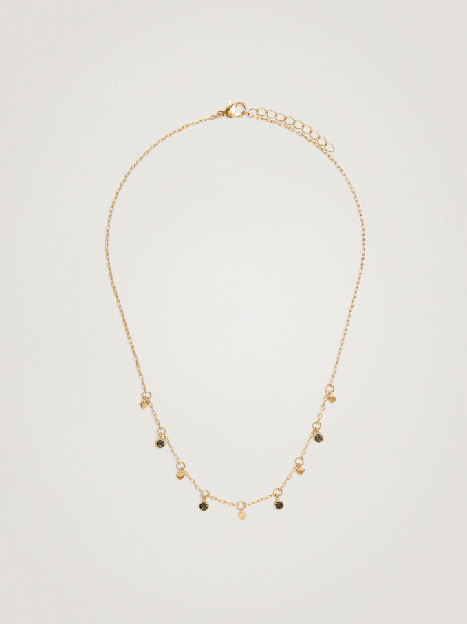 Necklace With Strass, Golden, hi-res