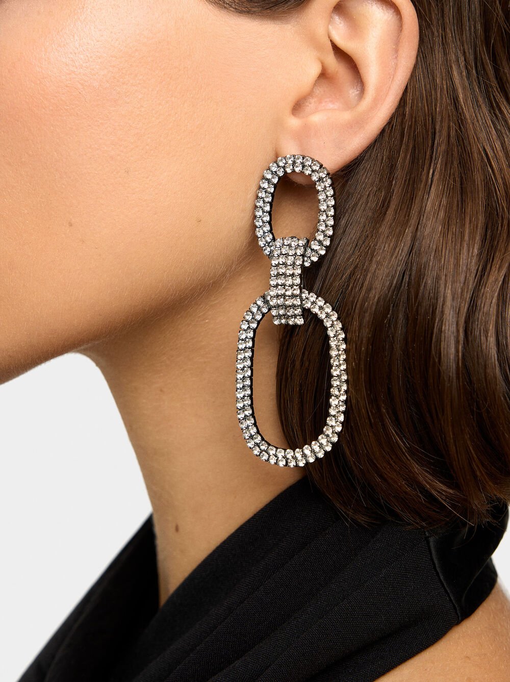 Maxi double hoop earrings with crystals