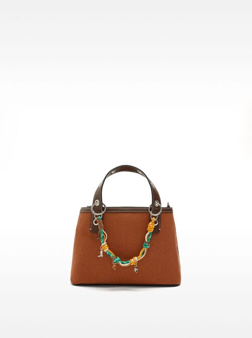 Fabric tote bag with pendant