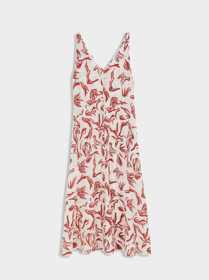 Printed Dress With Straps, White, hi-res