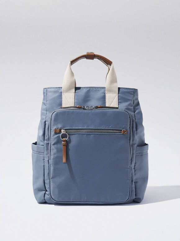 Nylon Backpack For 13” Laptop, Blue, hi-res