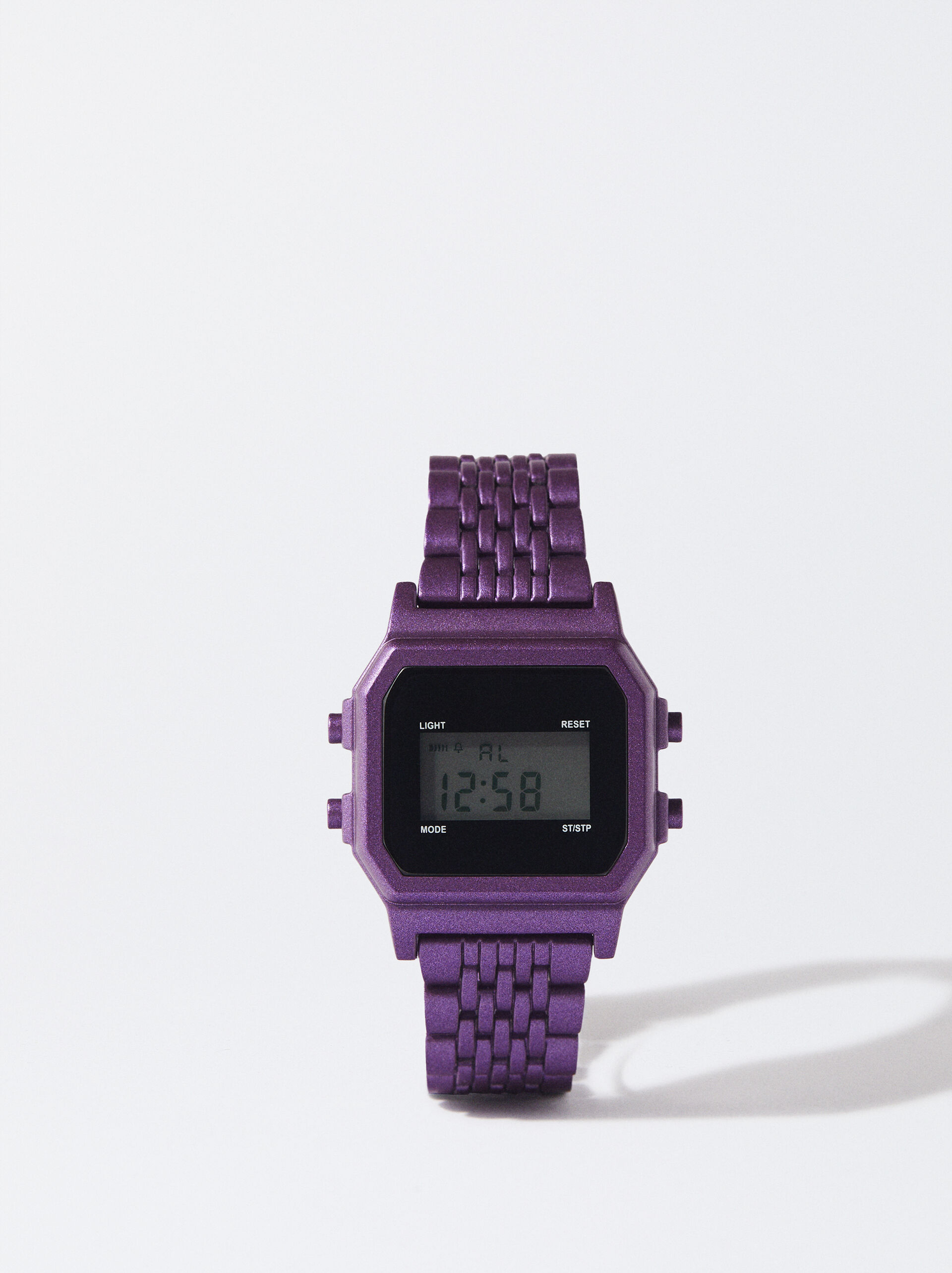Digital Watch With Metallic Mesh Wristband image number 0.0