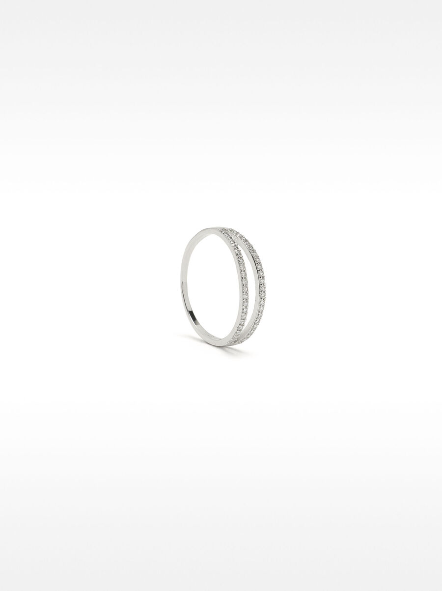Anello effetto doppio con zirconi - argento 925