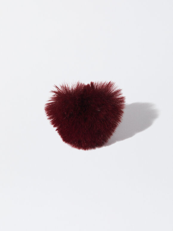 Scrunchie With Fur, Red, hi-res