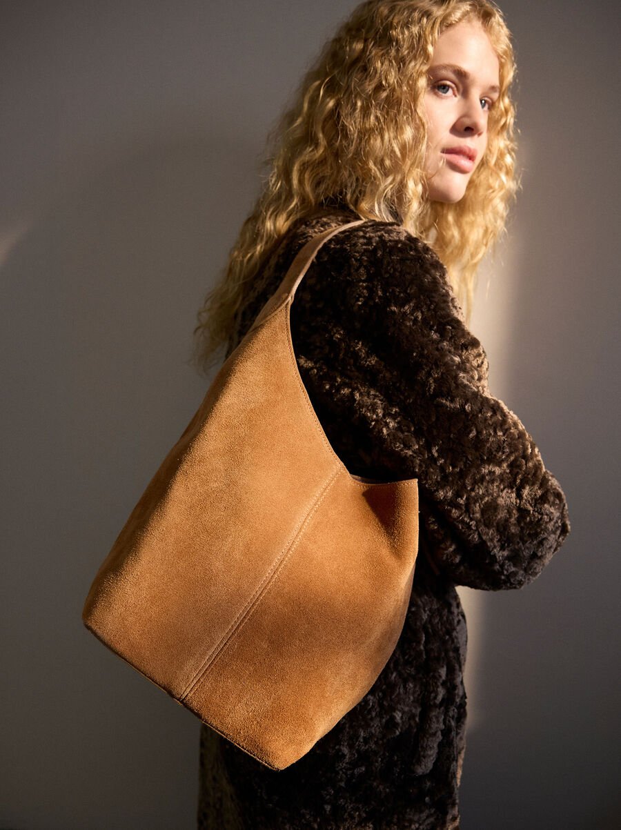 Bolso bombonera de ante bolso interior