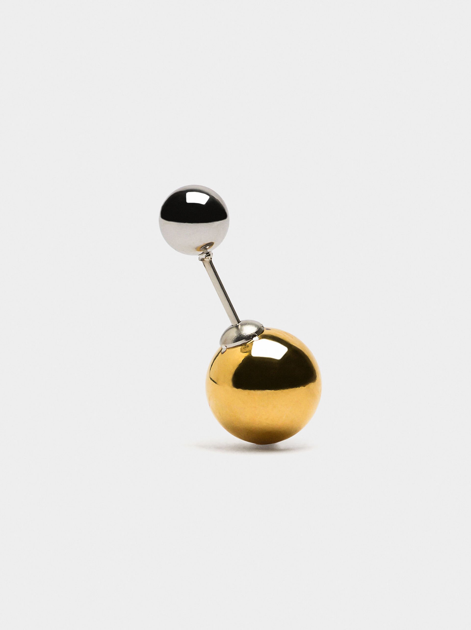 Individual bicolor spheres earring - stainless steel image number 1.0