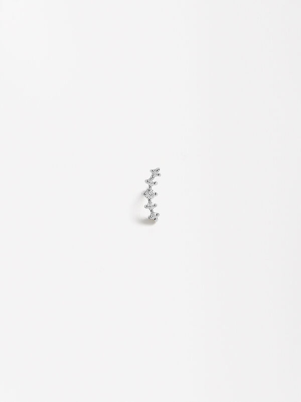 Single earring with zirconias - 925 sterling silver