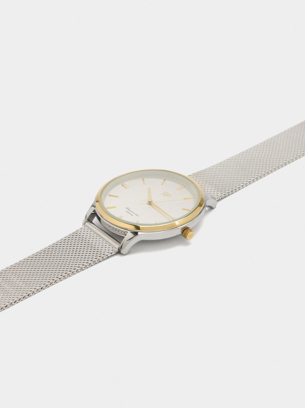 Bicolor watch with stainless steel metal mesh