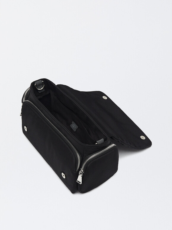 Nylon Shoulder Bag, Black, hi-res