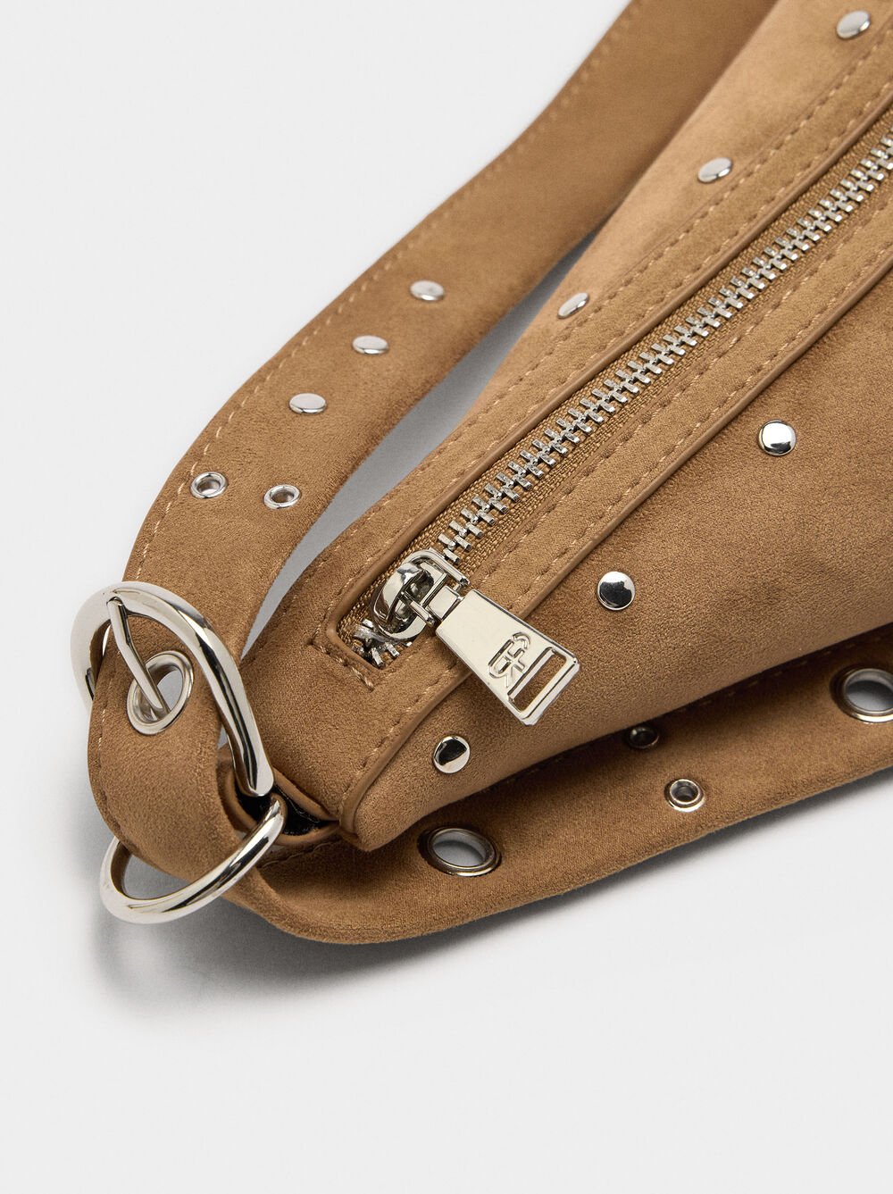 Asymmetric shoulder bag with studs