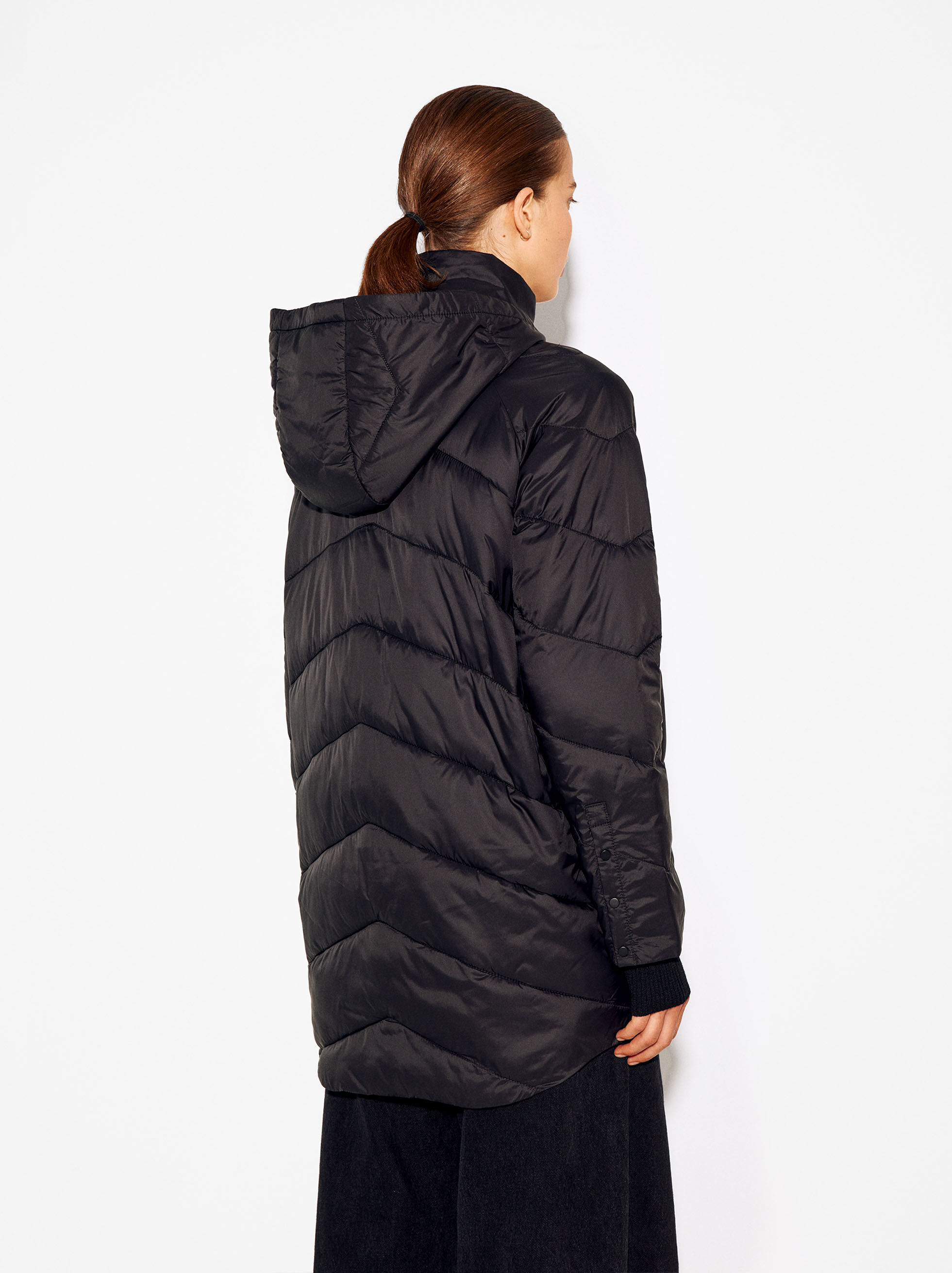 Quilted Coat With Hood Black Parfois