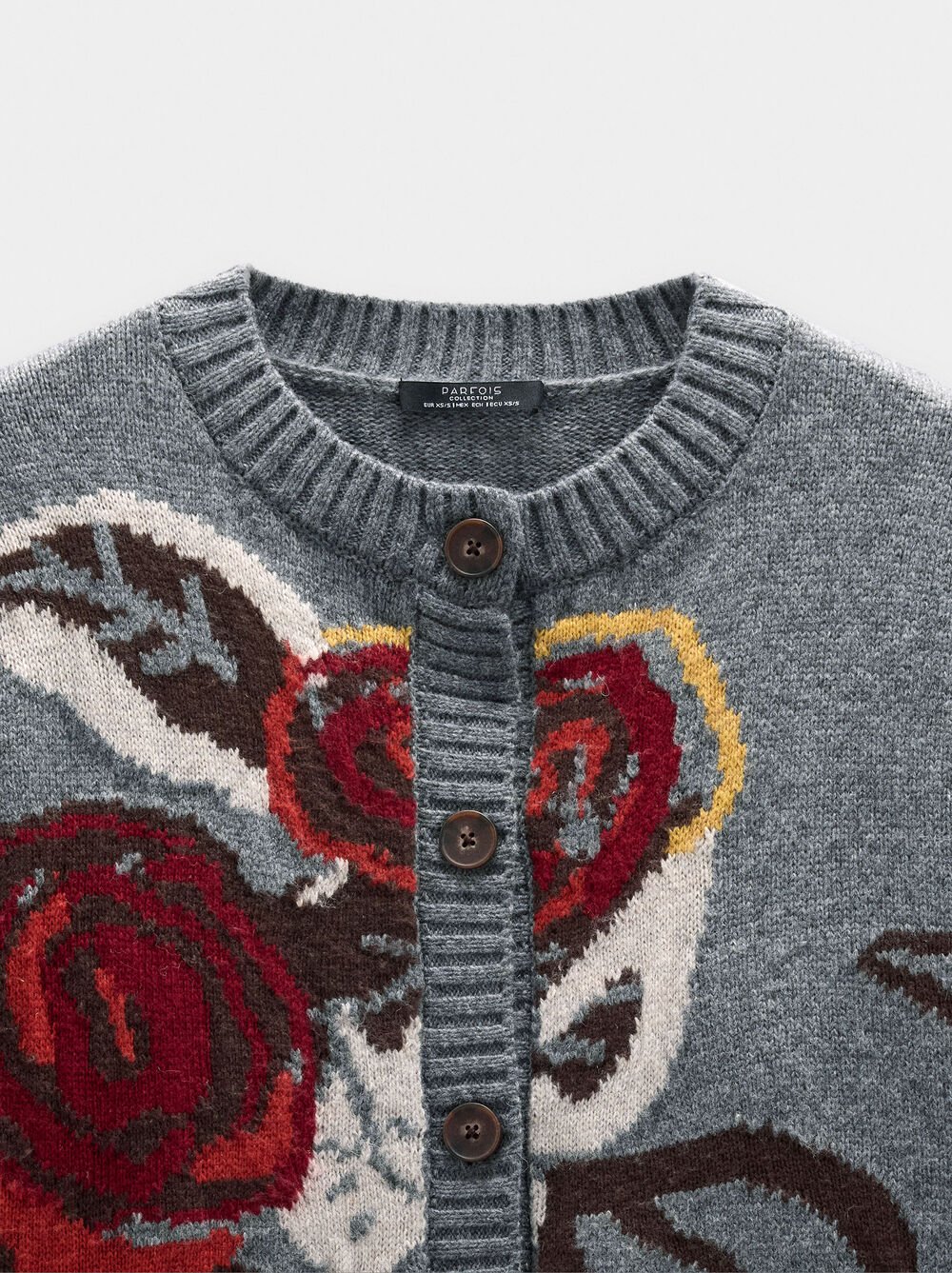 Cardigan de malha jacquard floral