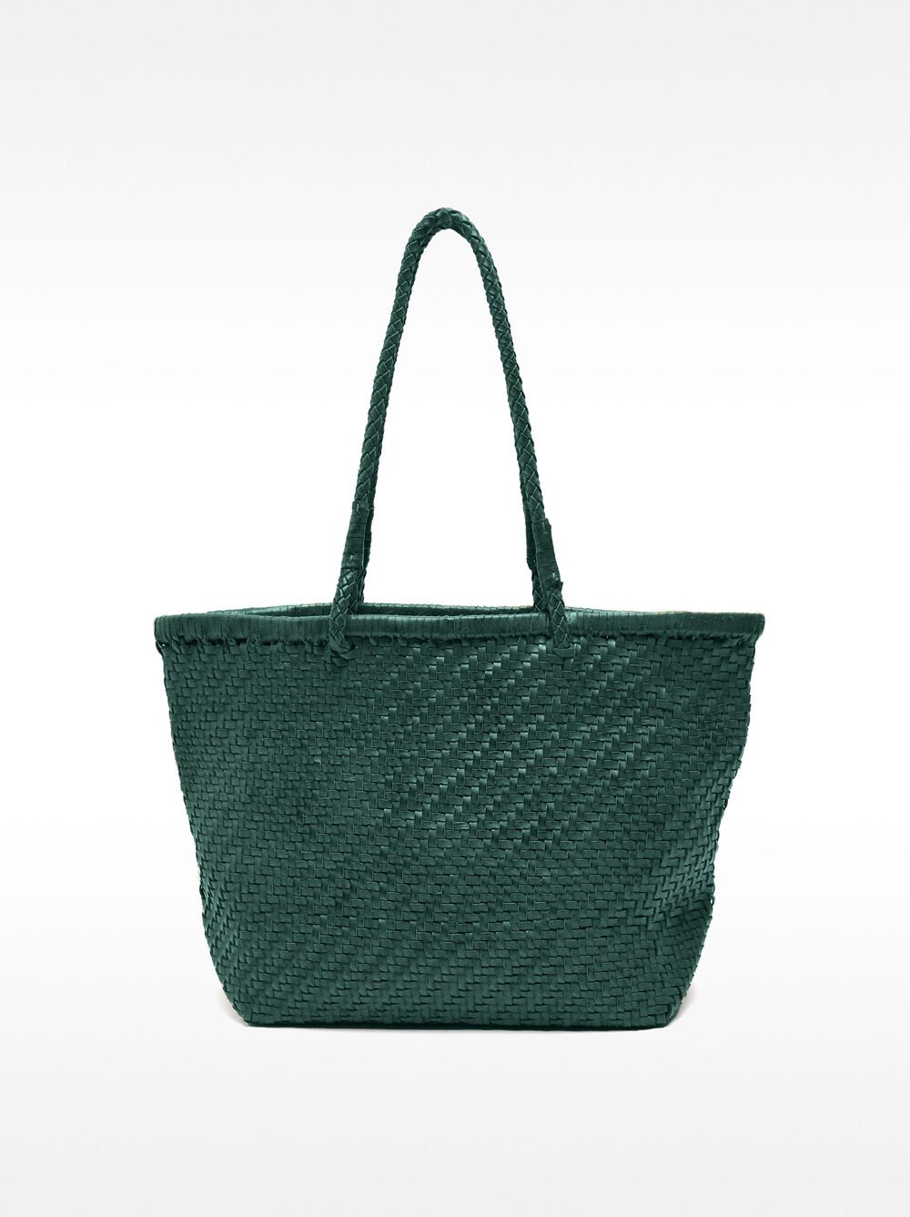 Woven leather shopper bag