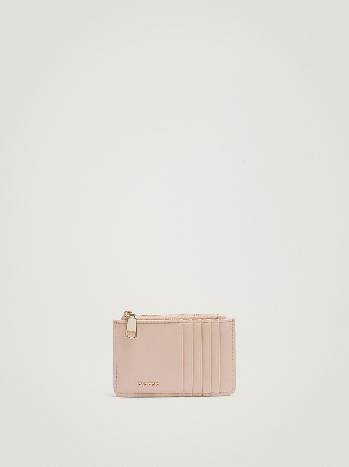 Card Holder With Coin Purse, Beige, hi-res