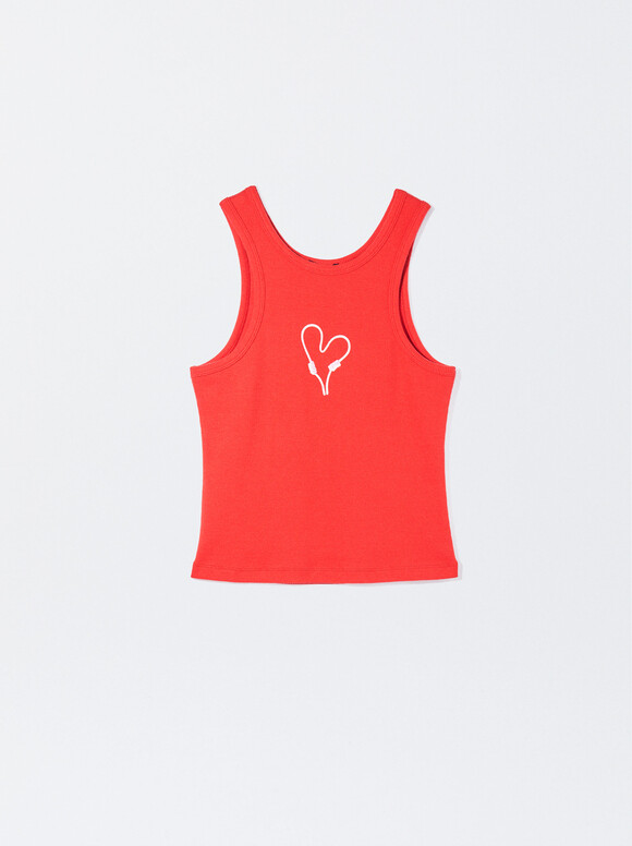 Online Exclusive - Heart Crop Top, Red, hi-res